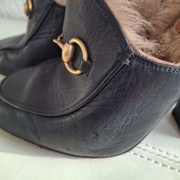 GUCCI Princetown Fur Horsebit Mule Heels Clogs - Picture 4 of 13